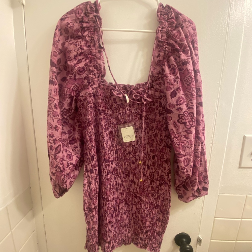 NWT Free People Azalea Combo Balloon Sleeve Mini Dress - Picture 3 of 7